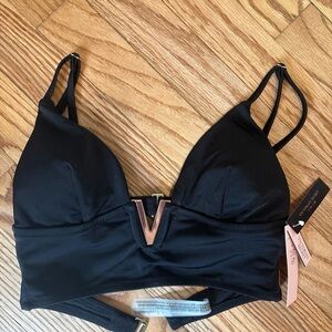 Victoria’s Secret Black and gold Bikini Top XS NEW with tags swimsuit